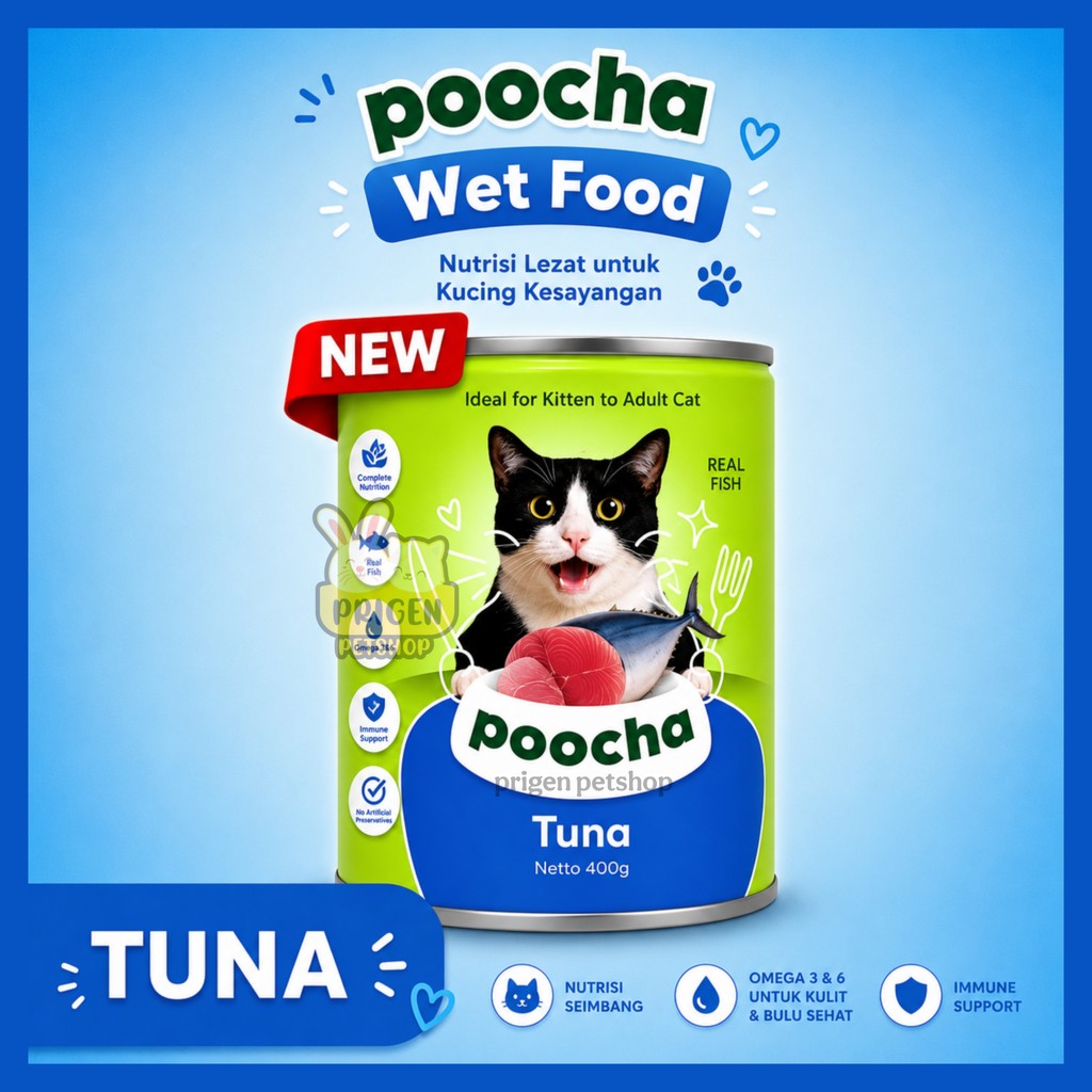 POOCHA KALENG 400 GR WET FOOD KUCING - WET FOOD KUCING MURAH PENGGEMUK KUCING