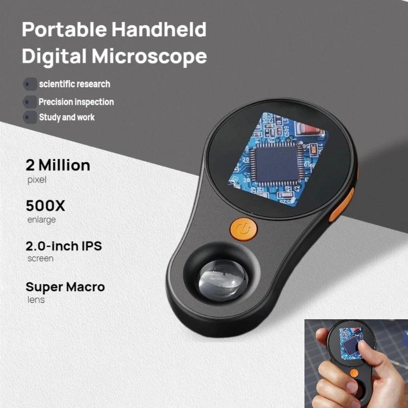  500X Magnification gital Handheld Microscope HD Electronic Coin Magnifier 2In IPS Screen for Jewel