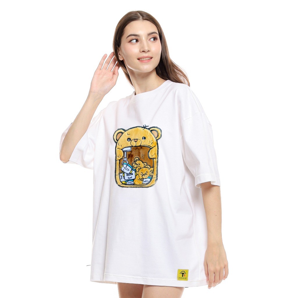 DODDS Oversize T-shirt Unisex - Bear Claw (White) Kaos Pria