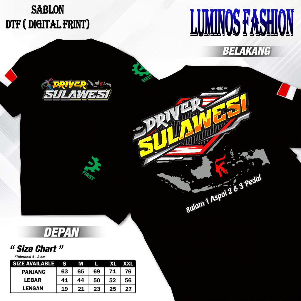 DTF | Kaos Driver Sulawesi Tshirt Unisex | Kaos Driver Muda | Baju Sulawesi