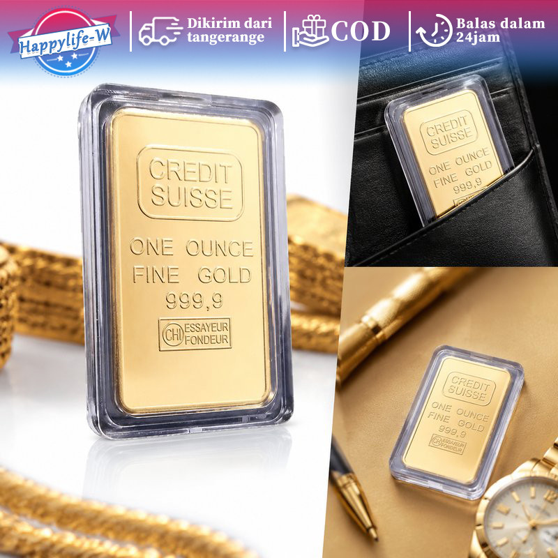 Replika Logam Mulia Emas Batangan Persegi 100gr Credit Suisse Gold Bar Souvenir