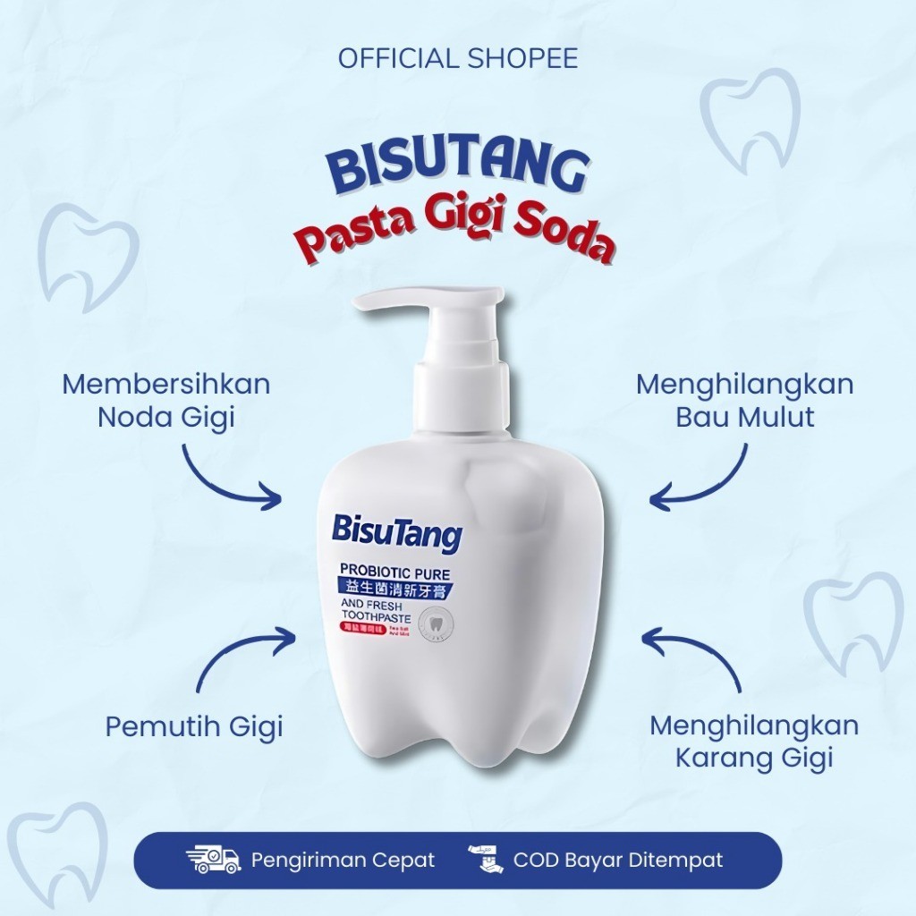 PENGHEMPAS NODA KARANG GIGI BISUTANG Pasta Gigi Pemutih Gigi 260g - BISUTANG Odol Gigi Pembersih Nod