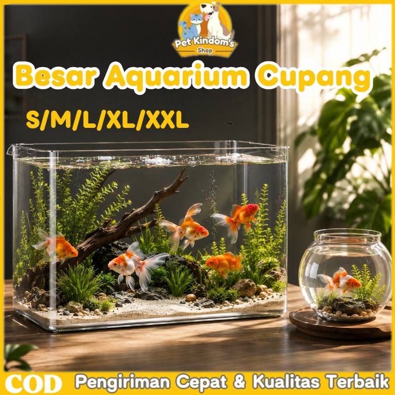 Besar Aquarium Cupang Rectangular Fish Tank Akuarium Ikan Hias Aquarium Ikan Hias Emas Kura-kura Kan