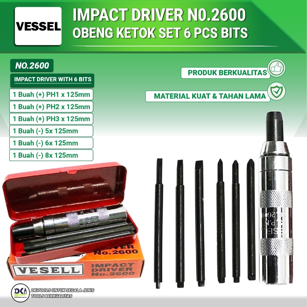 TERNASTORE VESSEL Obeng Ketok Impact Driver Set No 2600