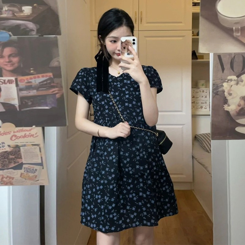 [ Mode Vogue] Gaun kecil gaun wanita baru desain ceruk gaun pendek gaun pendek kain kain
