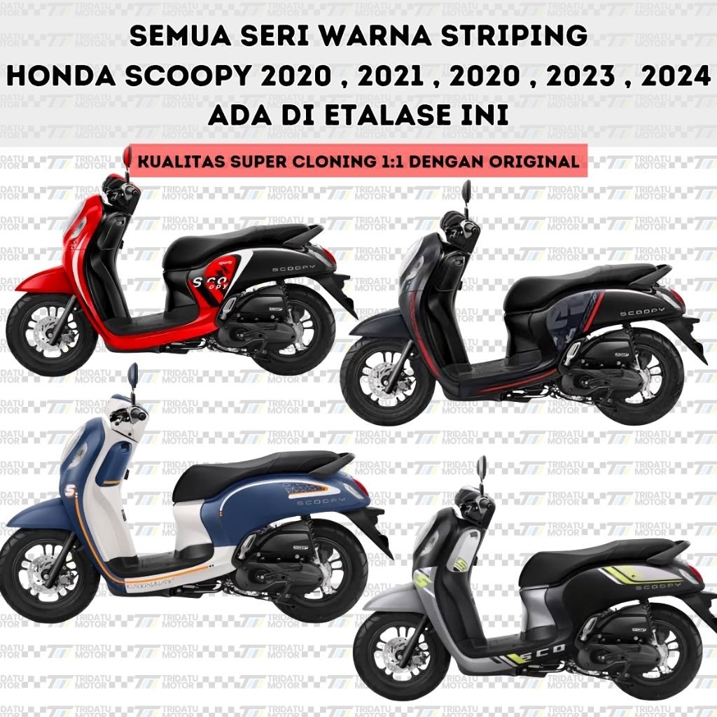 STRIPING HONDA SCOOPY 2020 2021 2022 2023 2024 HITAM MERAH BIRU PUTIH SILVER HIJAU ORANGE DOFF DOP G