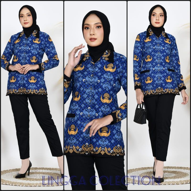 Diskon Kemeja Korpri Wanita Terbaru 2024 Katun C, 50s Plus Furing