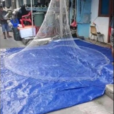 Jala Lempar, Jala ikan, jala udang 2,5 meter bahan senar lubang jari kelingking pemberat timah,