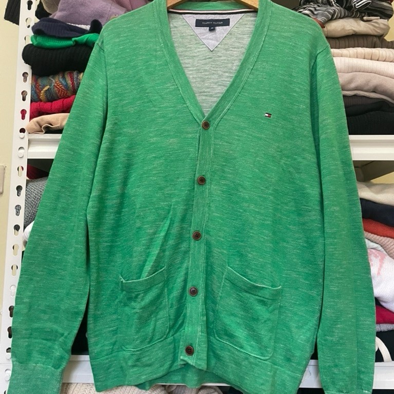 TOMMY HILFIGER CARDIGAN GREEN HIJAU KNIT KNITWEAR RAJUT