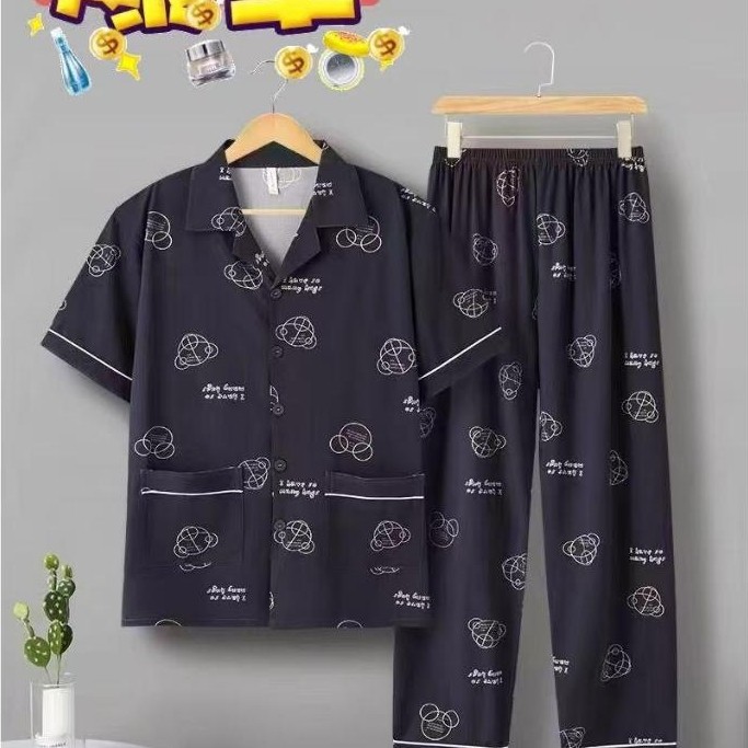 new deals pajamas cowok dewasa import piyama pria remaja set celana panjang pajamas laki laki katun