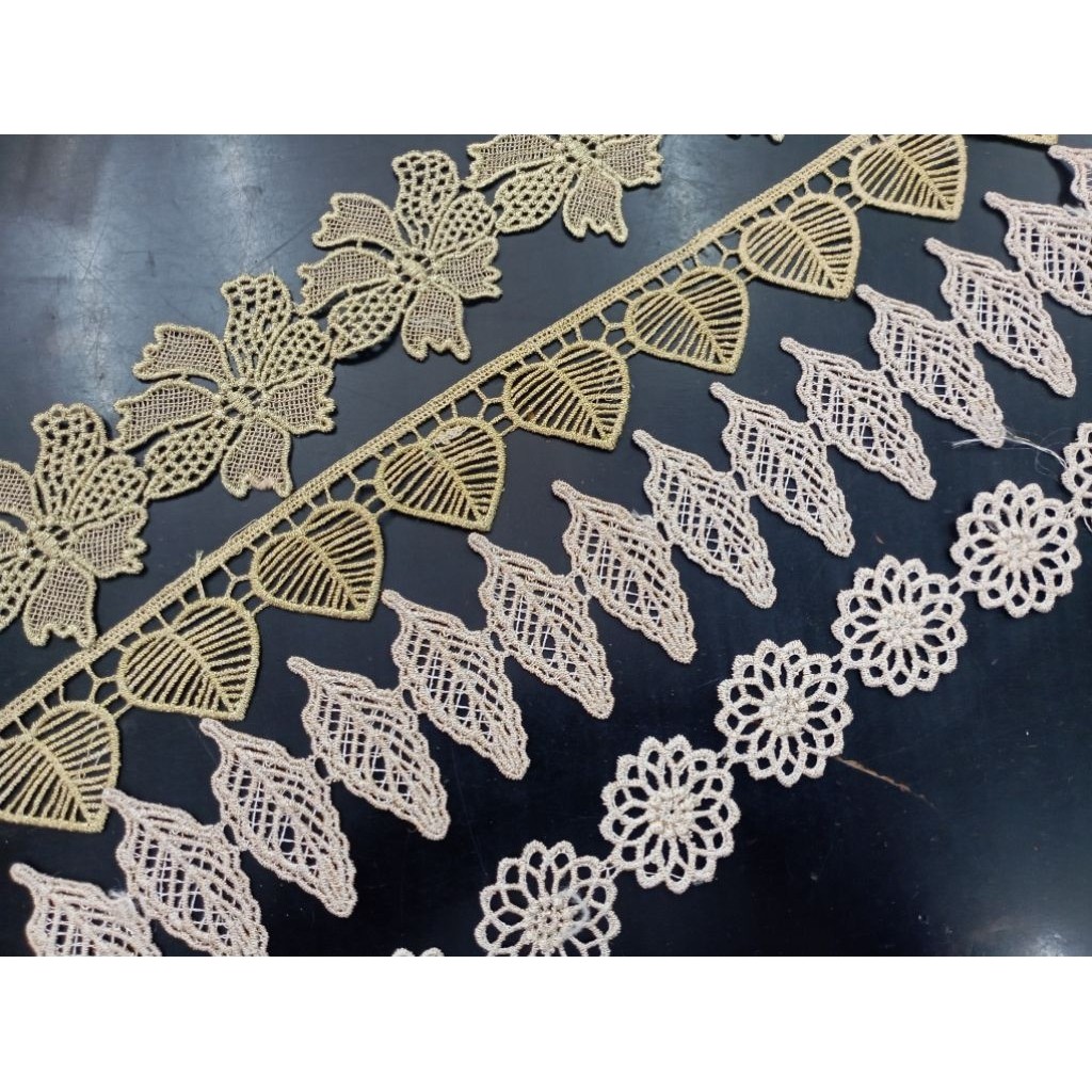 1 METER RENDA BROKAT 2 WARNA GOLD DAN ROSE GOLD