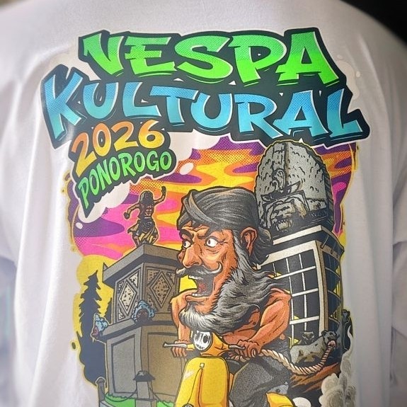 KAOS EVENT VESPA KULTURAL PONOROGO 2026 PUTIH LENGAN PANJANG kaos vespa kaos even vespa