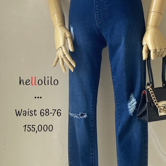 Jegging celana soft jeans denim ripped skinny pensil hellolilo original premium murah keren biru