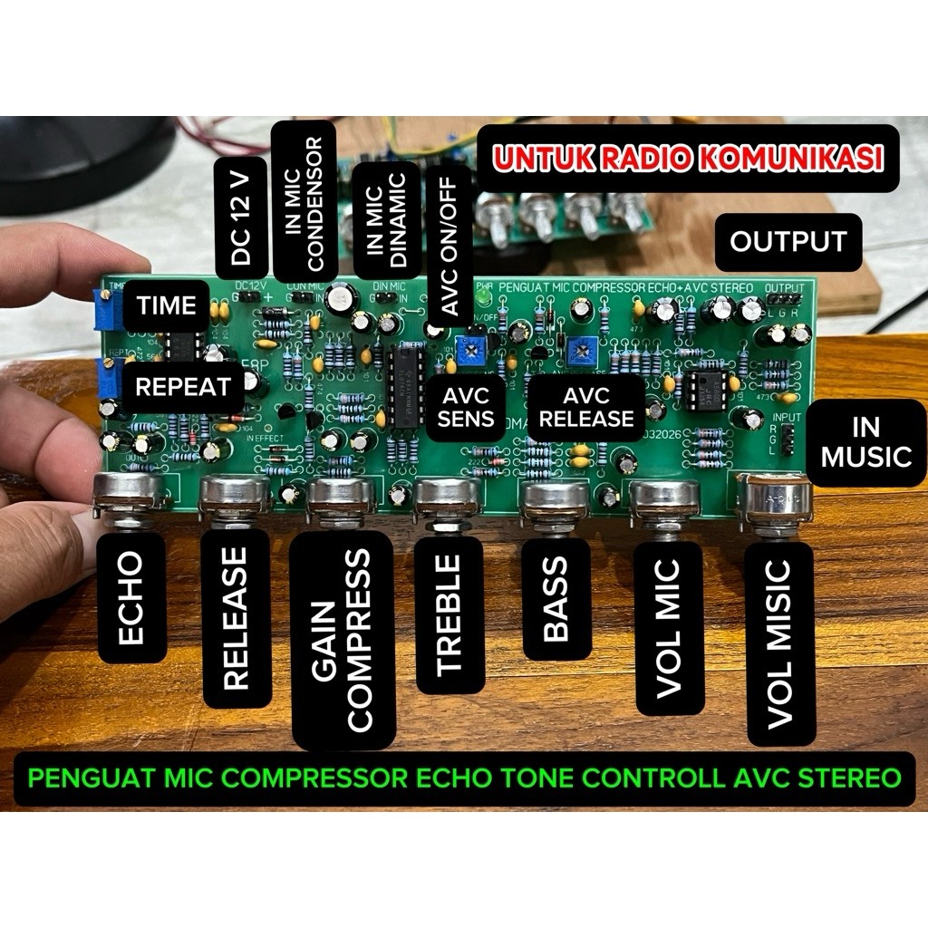 Rosianashoop77 Kit Penguat Mic Echo Compressor Tone Controll Avc Stereo 7P1Cm1Dmavc