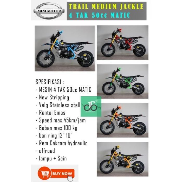 Terlaris MiniMotor Medium Trail Cross Jaguar New Jackle RXK lampu 50cc 4tak Matic Keren - hitam