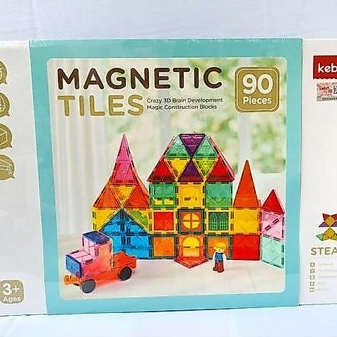 Magnetic tiles 90 pcs - KEBO - Mainan Edukasi - STEAM toys