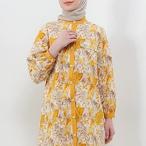 MFMW Azzafira Tunik Kuning Motif Bunga