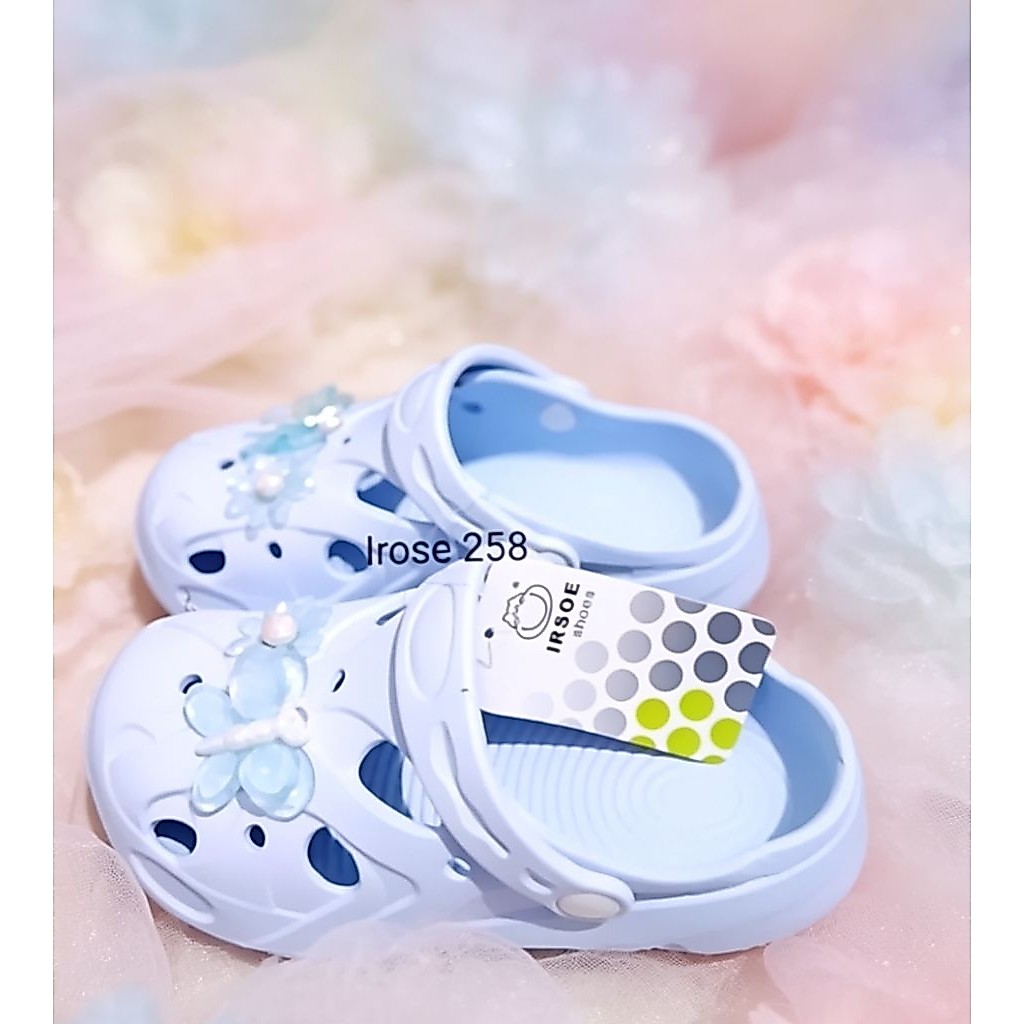 Sandal Baim Anak Perempuan IRose 258 - Model Clog Hias Kupu-Kupu Mutiara