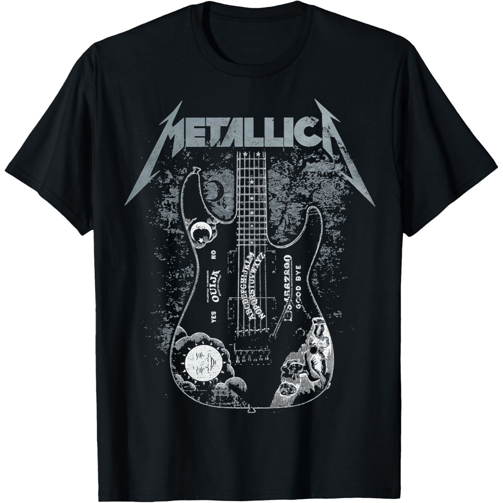 Kaos Metallica Men's Hammett Ouija Guitar T-Shirt – Baju Vintage 90s Retro Pria Wanita Unisex Cotton