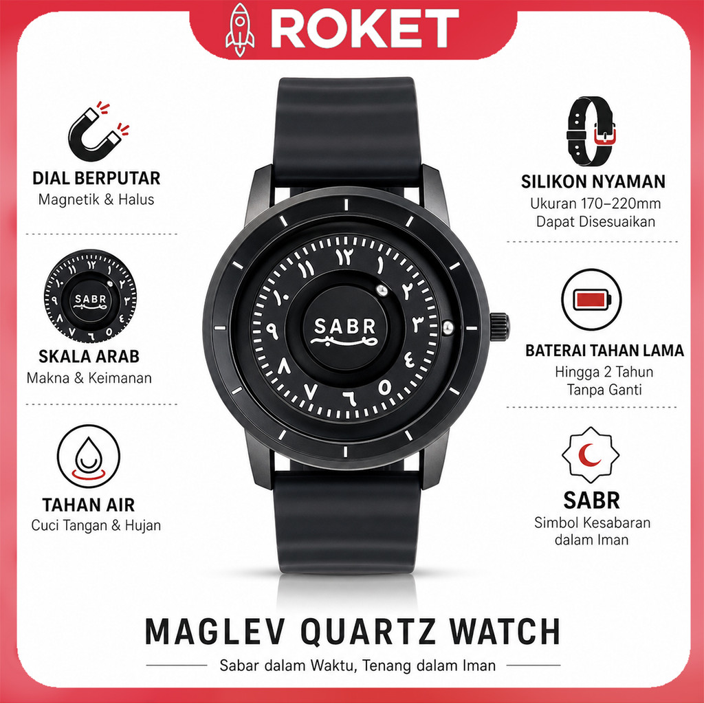 Jam Tangan Pria Unik Teknologi Magnet Levitasi Kuarsa Angka Arab Tahan Air Hadiah Premium