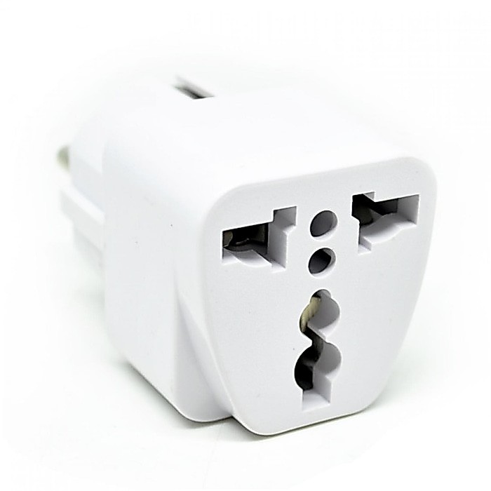 Steker Stop Kontak Adapter AU US TO 2 EU Pin 3 Lubang 2 bulat mi smart
