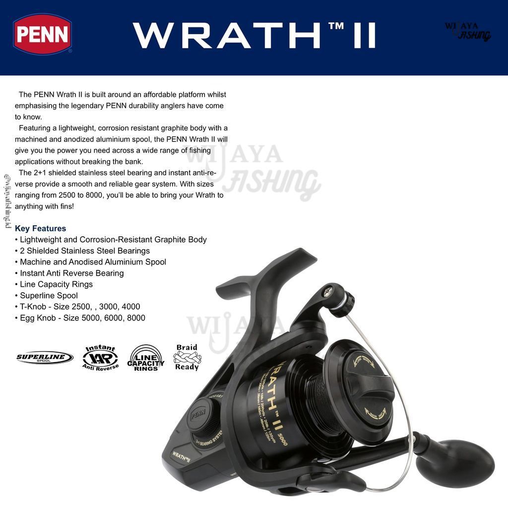 WF Reel PENN Wrath II SP Reel Jigging BB Shielded Stainless Steel Bearings SW Wijaya Fishing