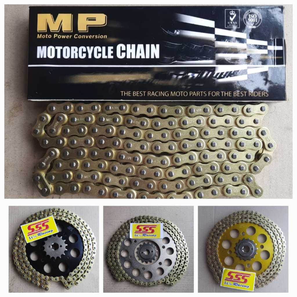 GEAR GIR SET SSS RACING RANTAI GOLD 428H VIXION SERIES UNTUK MOTOR VIXION / MX KING / MX NEW / XABRE