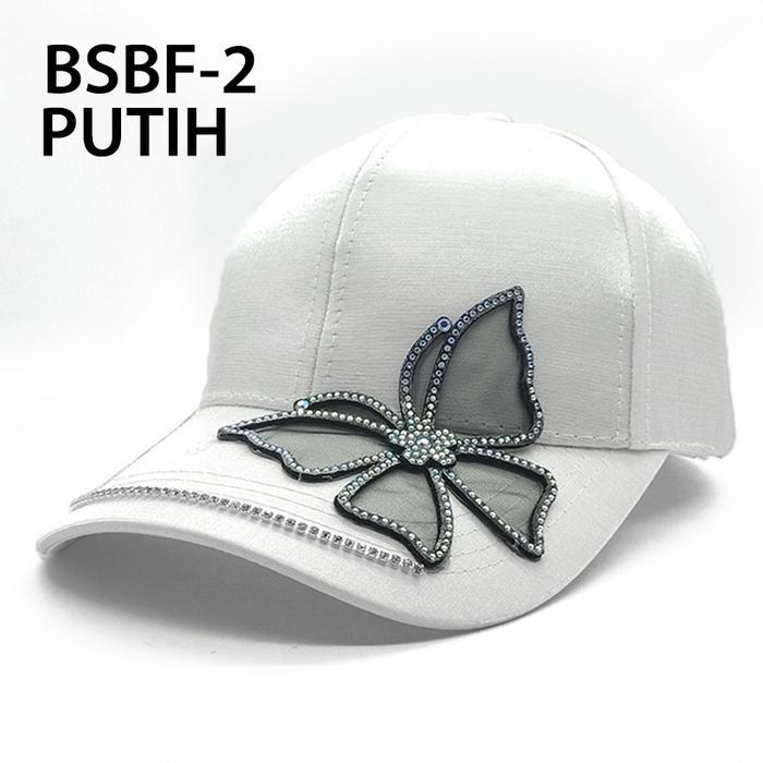 Yarra Topi Baseball Pria Wanita Outfit Motif Kupu Manik Kristal Hitam Pink Putih Gaya Korea Jepang B