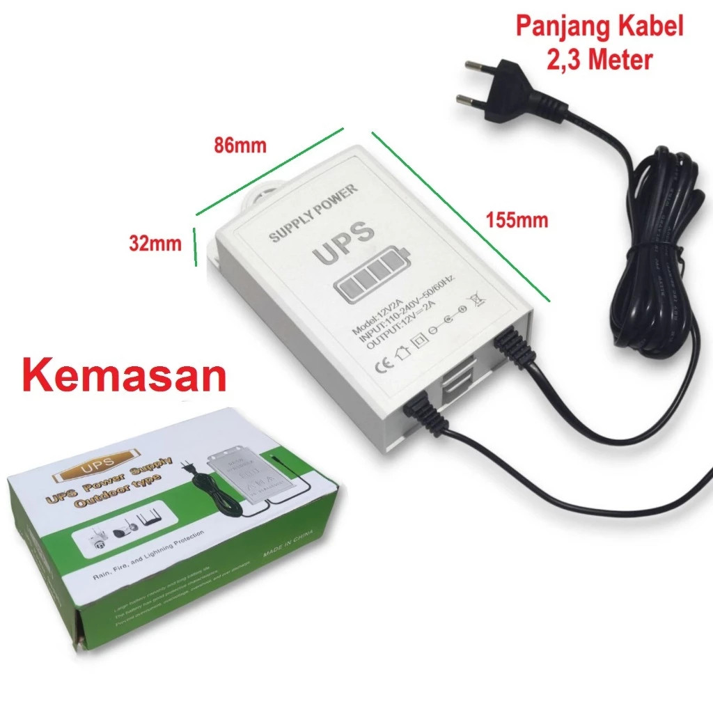 UPS CCTV / UPS Wifi / UPS 12V2A Mini UPS Modem CCTV Backup Router Litium