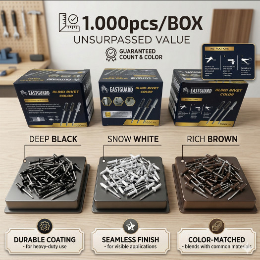 Paku Rivet Warna Isi 1000pcs/Kotak | Blind Rivets Type 435 | Paku Rivet Hitam Putih Coklat