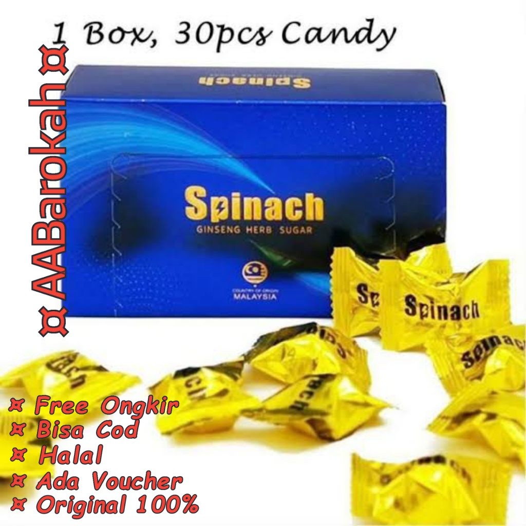 Spinach Candy Gingseng Permen Penambah Energi Dan Stamina Spinach Candy Original Isi 30 Pcs Permen G