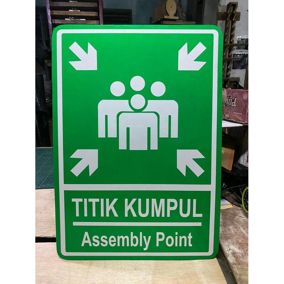 Plat alumunium rambu jalan titik kumpul Reflektif - 20X30