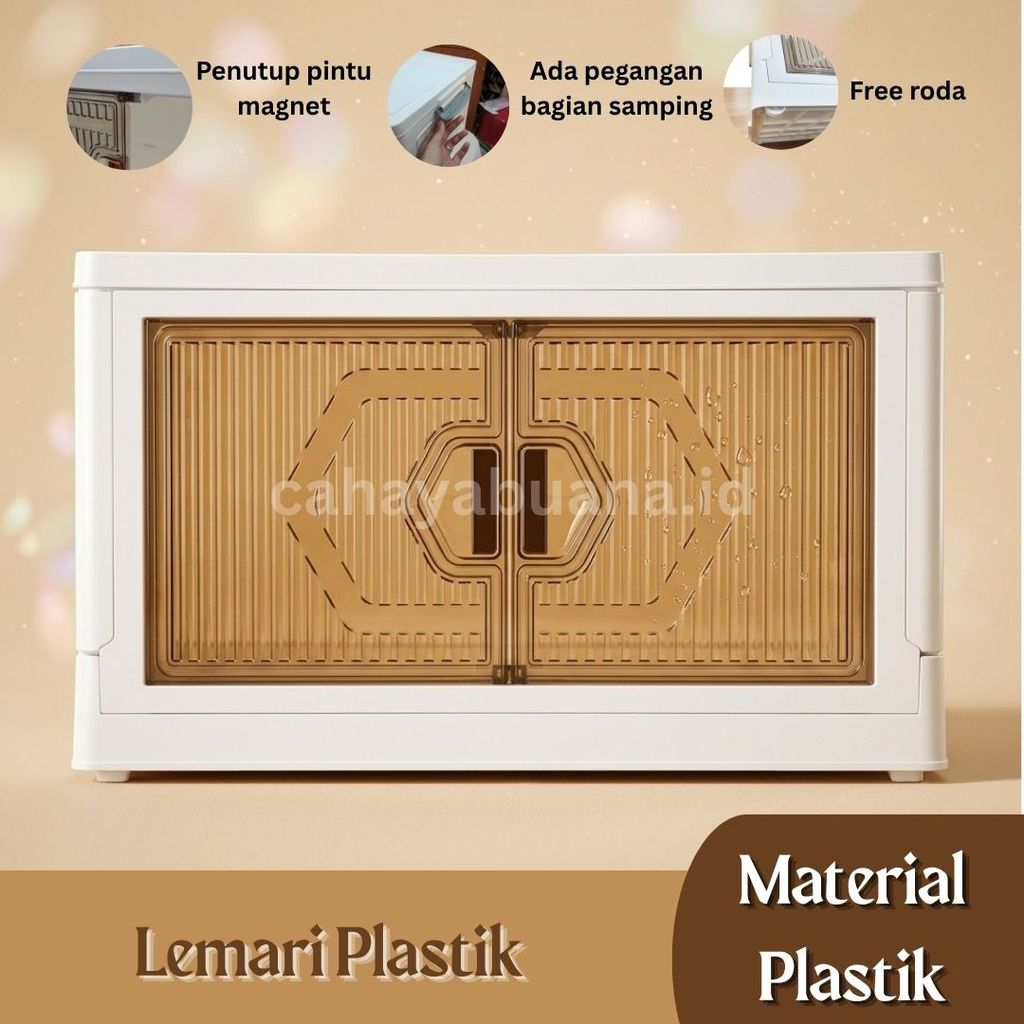 Lemari Plastik 1 Susun Plastik Serbaguna dengan Roda / Polibox Kotak Penyimpanan Snack Storage Box M