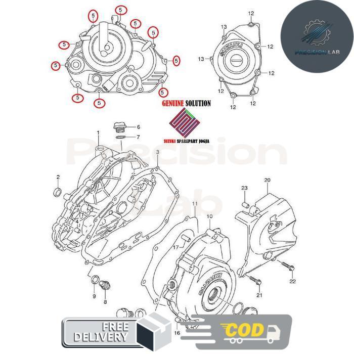 Suzuki Parts 01547-0630A-000 Baut tutup bak kopling Satria FU ori - Not Specified