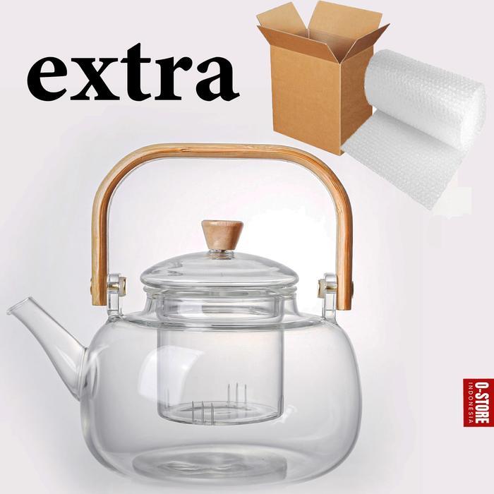 Ceret Masak Air Teapot Infuser Glass Teko Kaca Tahan Panas Dengan Saringan Teko Infuser Kaca Ketel A