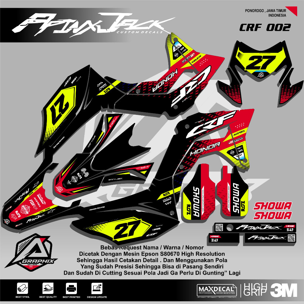 STICKER DECAL CRF 150 L / CRF SUPERMOTO /DECAL CRF SUPERMOTO CUSTOM