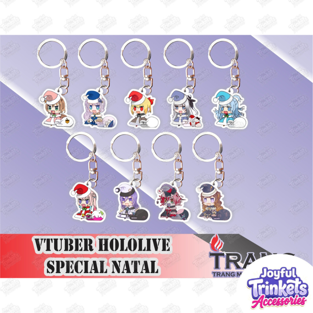Gantungan Kunci Akrilik Hololive Indonesia Special Natal / Keychain Acrylic Hololive Indonesia Speci