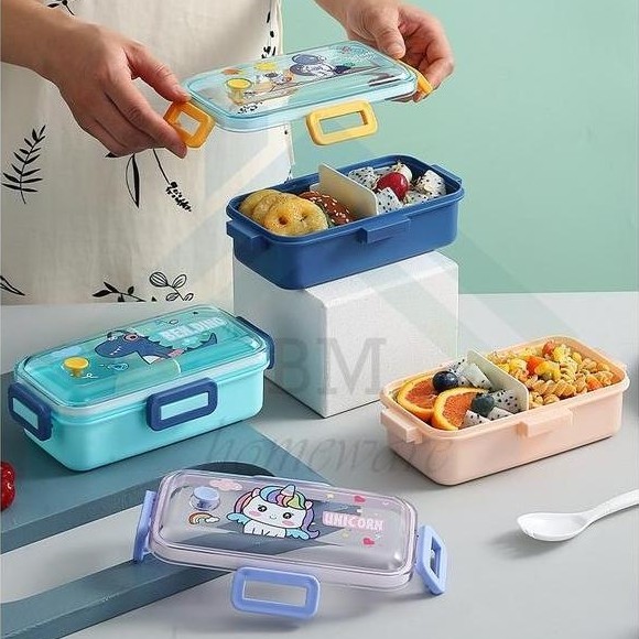 Lacha- Kotak Makan Karakter Lucu Untuk Anak 700Ml / Lunch Box Motif Astronot Unicorn Dino