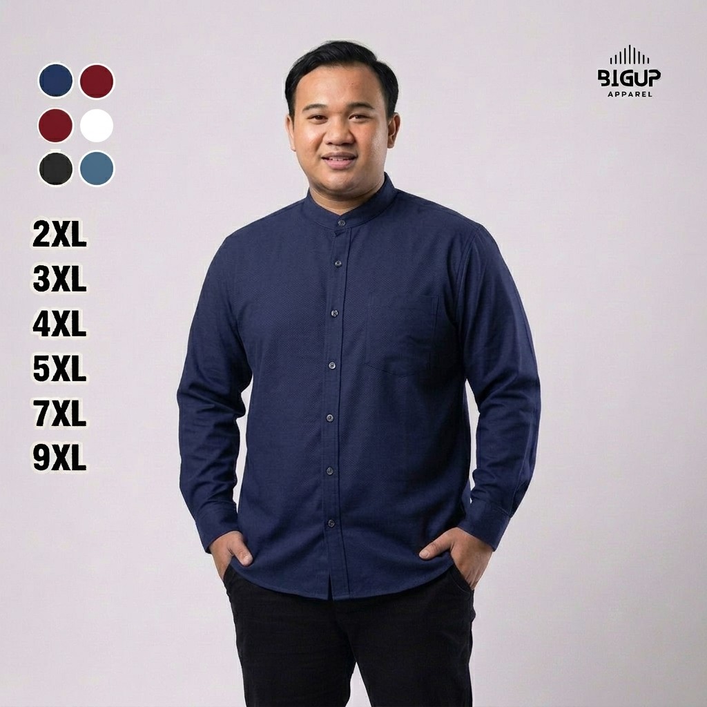 BigUP Kemeja Jumbo Lengan Panjang  Kemeja Polo Pique  Shanghai