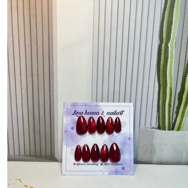 fake nails viral kapas/fake nails wedding/party maroon