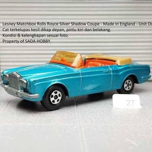 MATCHBOX LESNEY SUPERFAST NO 69 ROLLS ROYCE SILVER SHADOW COUPE MADE IN ENGLAND UNIT ONLY VINTAGE CA