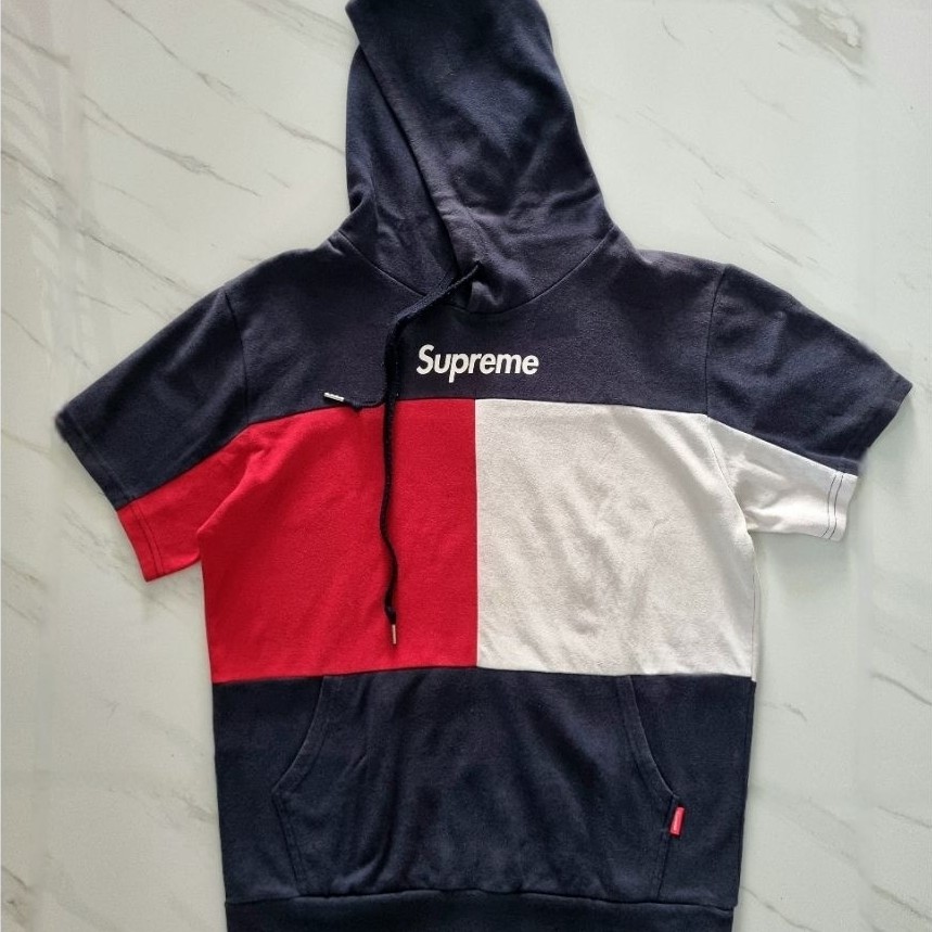 Hoodie Supreme Original - Atasan Hoodie Pria/Wanita - Hoodie Navy Merah - Preloved