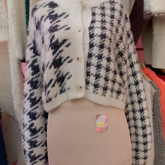 CARDIGAN SWEATER DRESS FUZZY LUCU