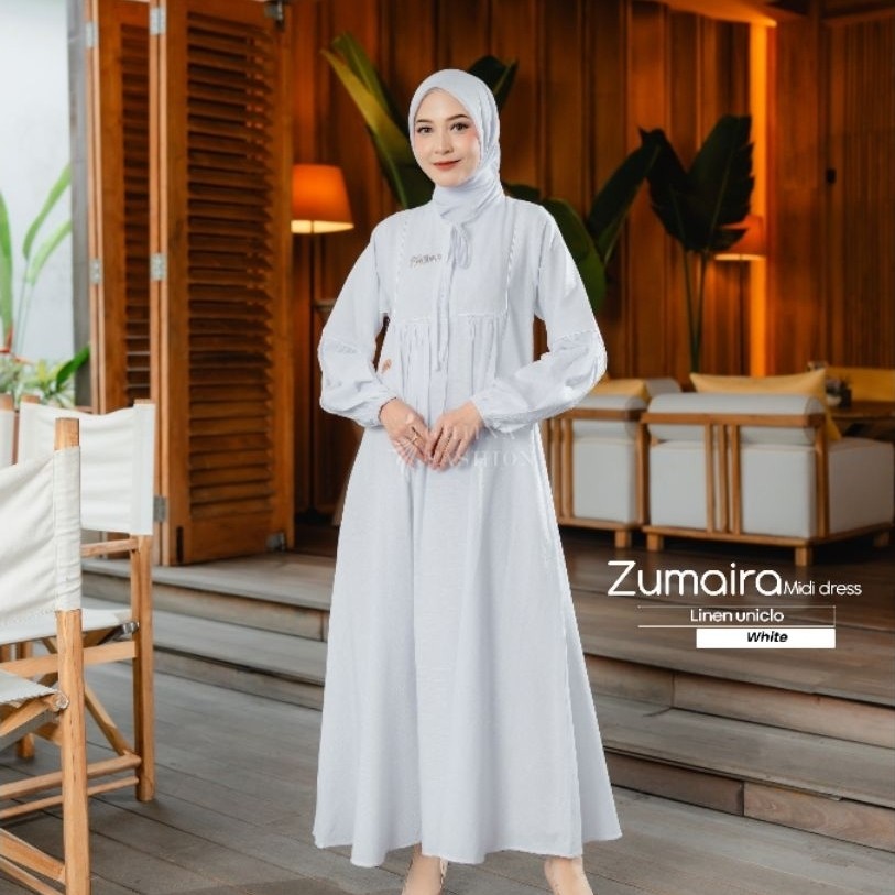 ZUMAIRA MIDI HITAM - PUTIH DRESS BY GHIINA