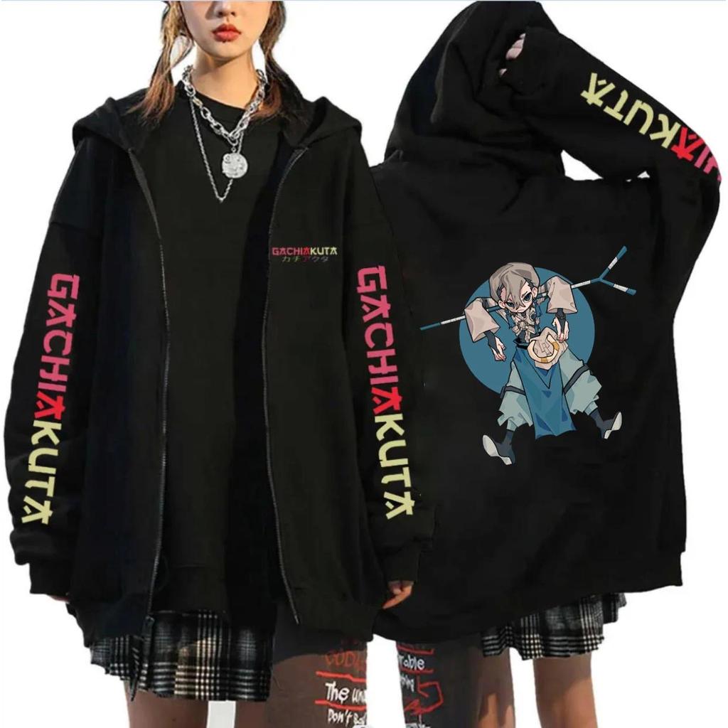 Jaket  Anime Gachiakuta Zanka Zipper Oversized Zip Up Jacket Sweatshirt Men's Zipper Hoodies Coats