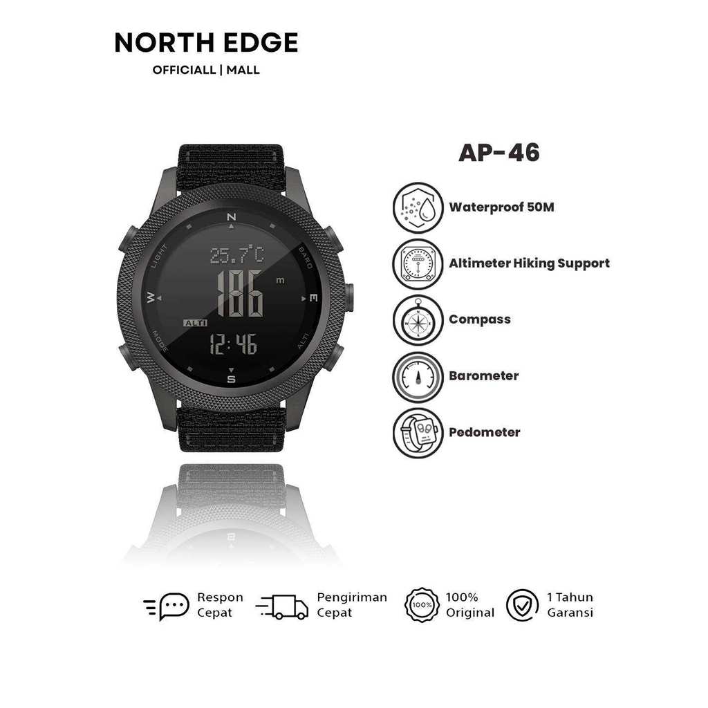 NORTH EDGE APACHE-46 JAM TANGAN OUTDOOR PEDOME BAROMETER ALTIMETER COMPAS