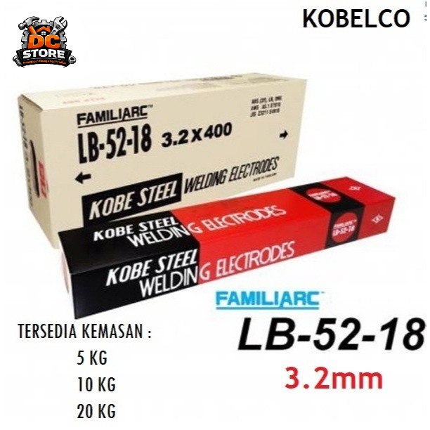 Kawat Las LB52-18 2.6mm 3.2mm 4mm E7018 KOBE 7018 LB5218 2,6mm 3,2mm 4mm