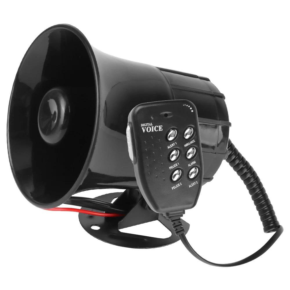 6 Tone 120DB Loud Car Warning Alarm Megaphone Air Horn Police Siren Loud Speaker 12V 100W Multi-tone
