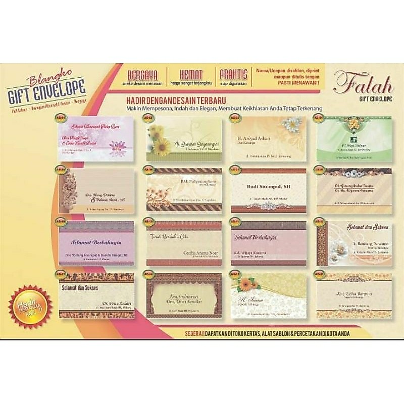 Amplop Falah Motif Seri AB 02 - AB 16 Harga Murah