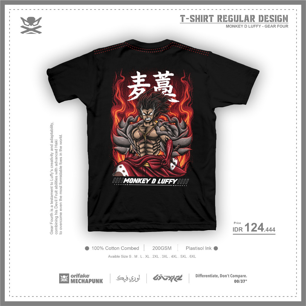 Orifake - T-SHIRT LUFFY D' MONKEY 200gsm Pria dan Wanita